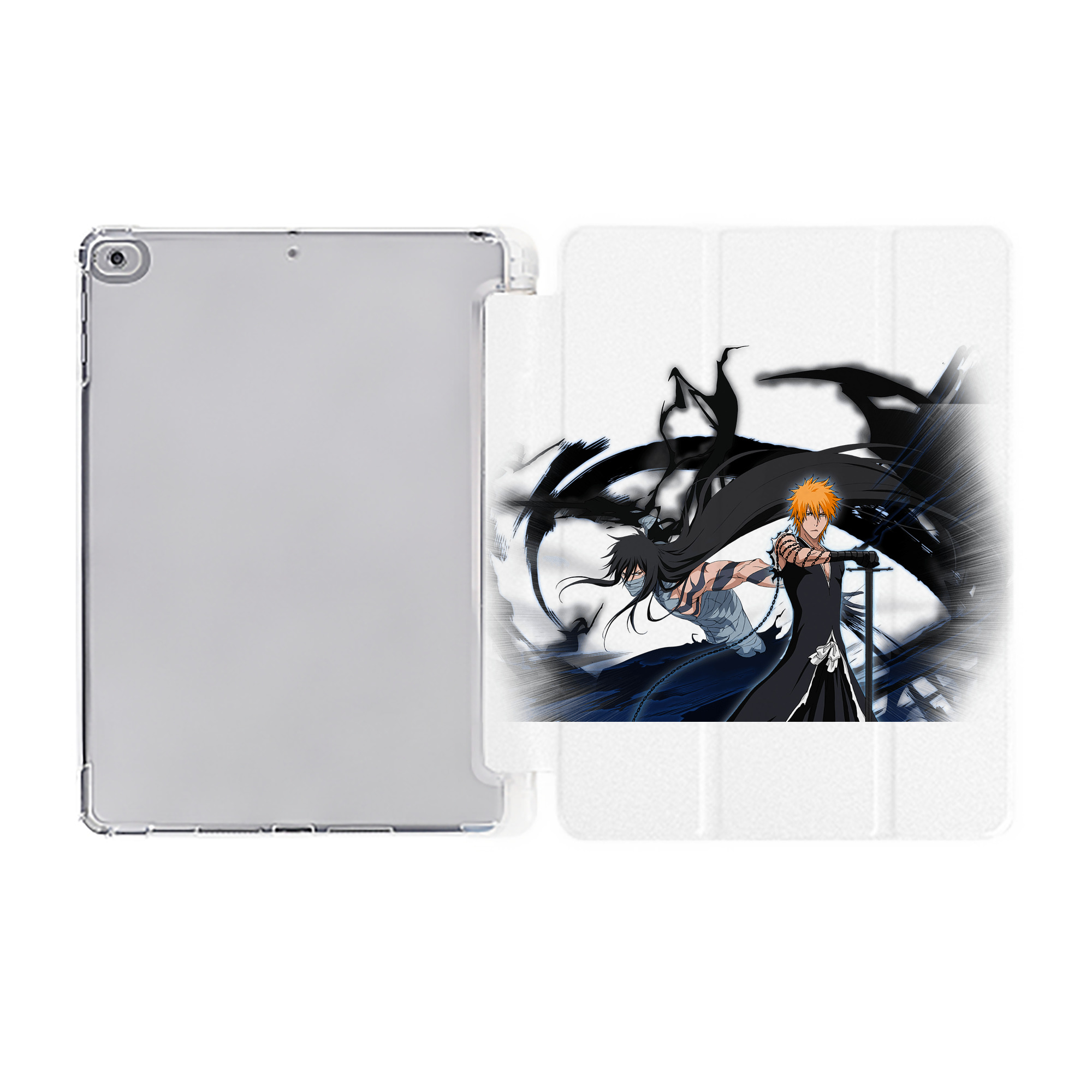 （画像用） ブリーチ 黒崎一護（くろさき いちご）BLEACH Kurosaki Ichigo IPad ケース ペン収納付き 三つ折りスタンド PUレザー×シリコン 対応機種9.5/10.5/10.9インチ